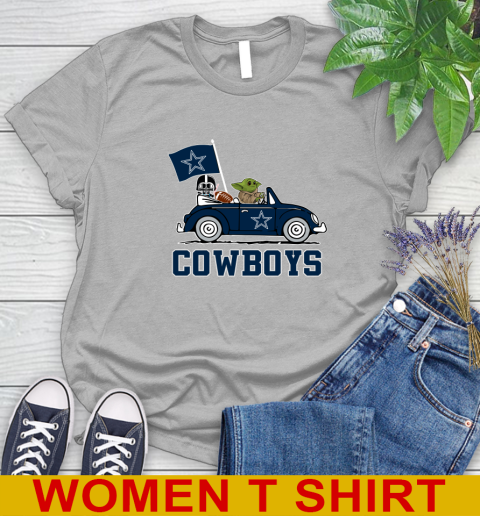 NFL Football Dallas Cowboys Darth Vader Baby Yoda Driving Star Wars Shirt Women's T-Shirt 5