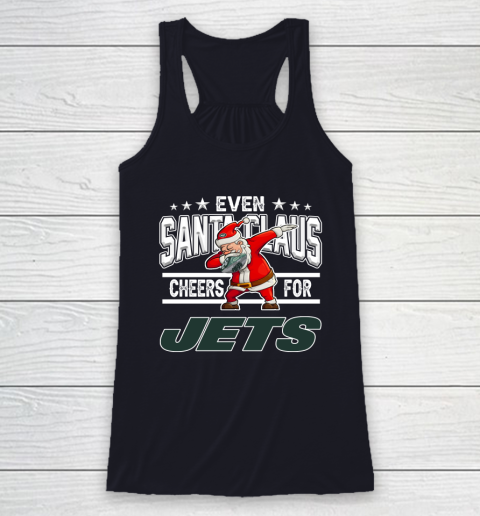 New York Jets Even Santa Claus Cheers For Christmas NFL Racerback Tank 7