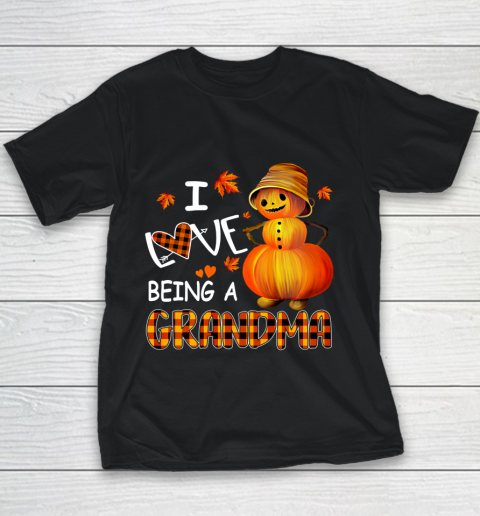 I Love Being A Grandma Pumpkin Snowman Halloween Christmas Youth T-Shirt