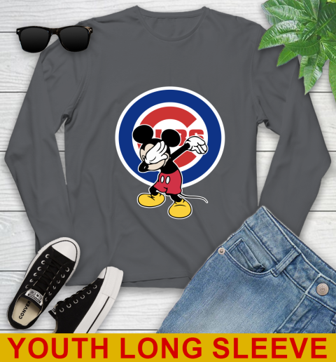 Chicago Cubs MLB Baseball Dabbing Mickey Disney Sports Youth Long Sleeve 9