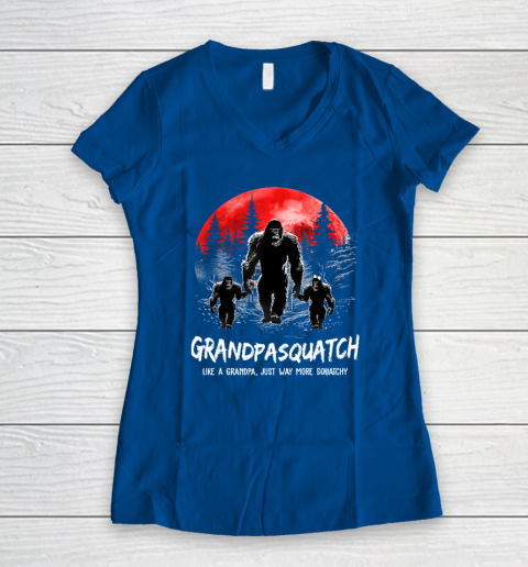 Grandpa Squatch Like A Grandpa Just Way More Squatchy Funny Women's V-Neck T-Shirt 5