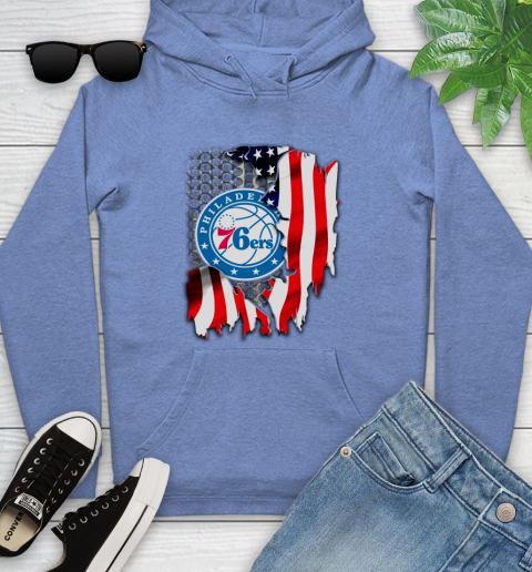 Philadelphia 76ers NBA Basketball American Flag Youth Hoodie 13