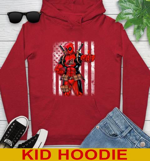 NHL Hockey Arizona Coyotes Deadpool American Flag Shirt Youth Hoodie - Image 12