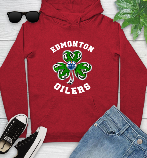 NHL Edmonton Oilers Three Leaf Clover St Patrick's Day Hockey Sports Youth Hoodie 12