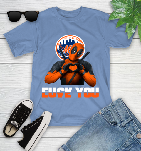 MLB New York Mets Deadpool Love You Fuck You Baseball Sports Youth T-Shirt 30