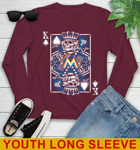 Miami Marlins MLB Baseball The King Of Spades Death Cards Shirt Youth Long Sleeve 6