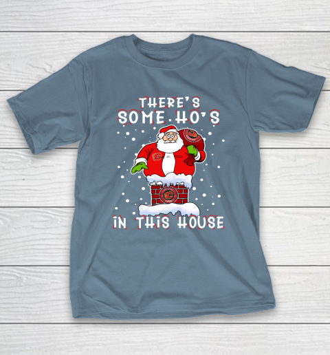 Calgary Flames Christmas There Is Some Hos In This House Santa Stuck In The Chimney NHL T-Shirt 6