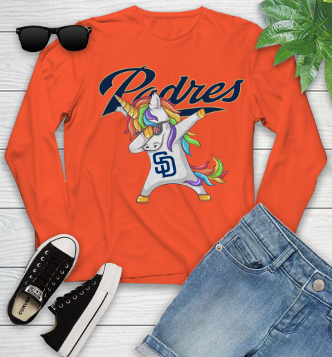 San Diego Padres MLB Baseball Funny Unicorn Dabbing Sports Youth Long Sleeve 4