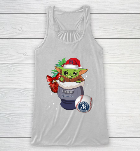 New York Yankees Christmas Baby Yoda Star Wars Funny Happy MLB Racerback Tank 2
