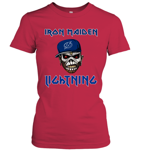 NHL Tampa Bay Lightning Iron Maiden Rock Band Music Hockey Sports XlMGCTZSHw6 ladies t shirt 20 95 151514 front red