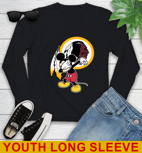 Washington Redskins NFL Football Dabbing Mickey Disney Sports Youth Long Sleeve 2