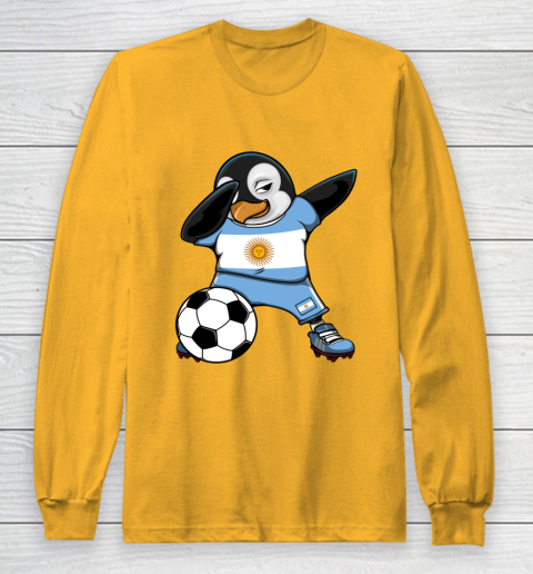 Dabbing Penguin Argentina Soccer Fans Jersey Football Lovers Long Sleeve T-Shirt 2