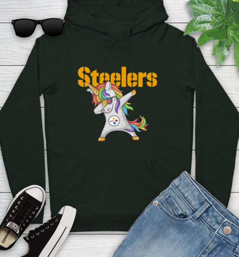 Pittsburgh Steelers NFL Football Funny Unicorn Dabbing Sports Youth Hoodie 13