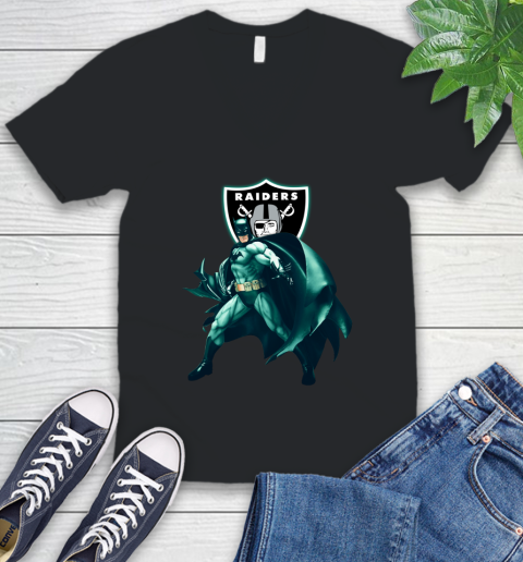 NFL Batman Football Sports Oakland Raiders V-Neck T-Shirt 2