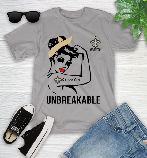 NFL New Orleans Saints Girl Unbreakable Football Sports Youth T-Shirt 2