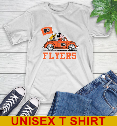 NHL Hockey Philadelphia Flyers Pluto Mickey Driving Disney Shirt T-Shirt