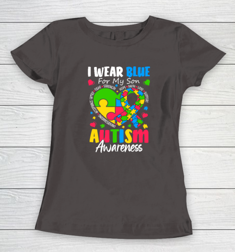 I Wear Blue For My Son Autism Awareness Women's T-Shirt 5