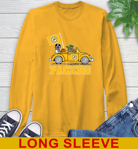 NBA Basketball Indiana Pacers Darth Vader Baby Yoda Driving Star Wars Shirt Long Sleeve T-Shirt 3