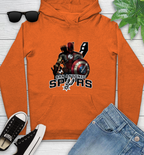 San Antonio Spurs NBA Basketball Captain America Thor Spider Man Hawkeye Avengers Youth Hoodie 5