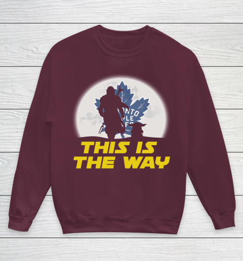 Toronto Maple Leafs NHL Ice Hockey Star Wars Yoda And Mandalorian This Is The Way Youth Sweatshirt 4