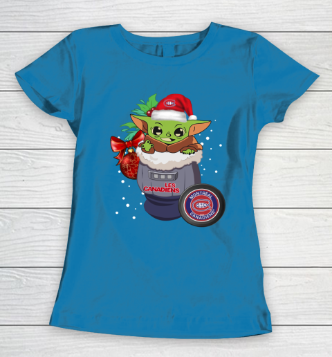 Montreal Canadiens Christmas Baby Yoda Star Wars Funny Happy NHL Women's T-Shirt 7
