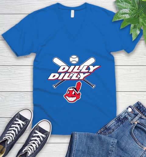 MLB Cleveland Indians Dilly Dilly Baseball Sports V-Neck T-Shirt 6