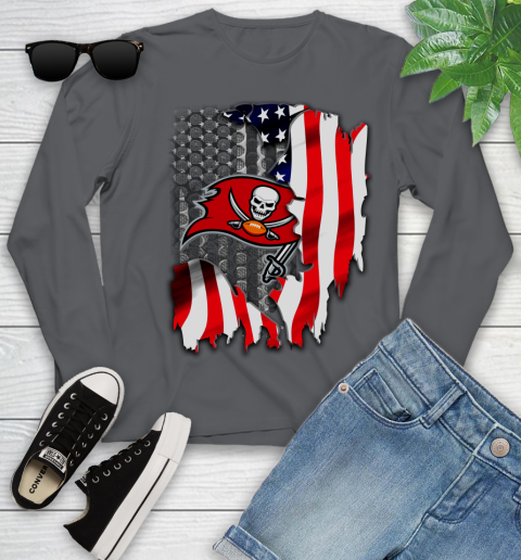 Tampa Bay Buccaneers NFL Football American Flag Youth Long Sleeve 9