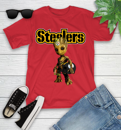 Pittsburgh Steelers NFL Football Groot Marvel Guardians Of The Galaxy Youth T-Shirt 10