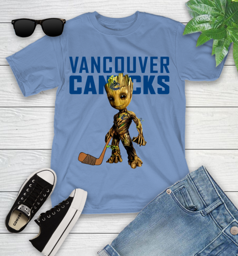 Vancouver Canucks NHL Hockey Groot Marvel Guardians Of The Galaxy Youth T-Shirt 11