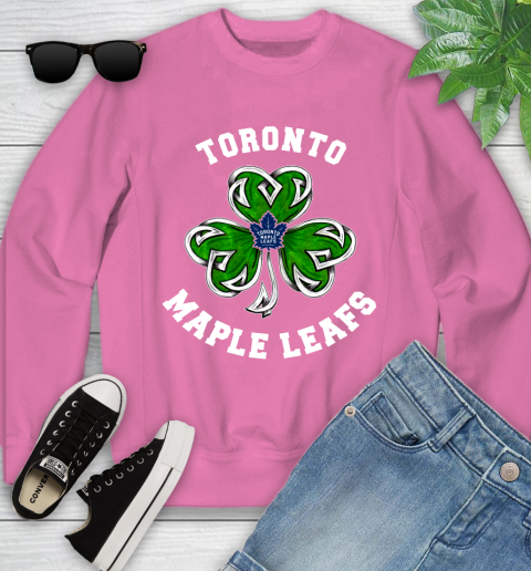 NHL Toronto Maple Leafs Three Leaf Clover St Patrick's Day Hockey Sports Youth Sweatshirt 6