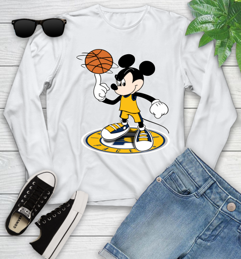 NBA Basketball Indiana Pacers Cheerful Mickey Disney Shirt Youth Long Sleeve 2