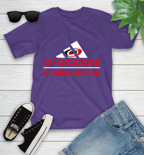 NHL A Badass Carolina Hurricanes Fan Adidas Hockey Sports Youth T-Shirt 3