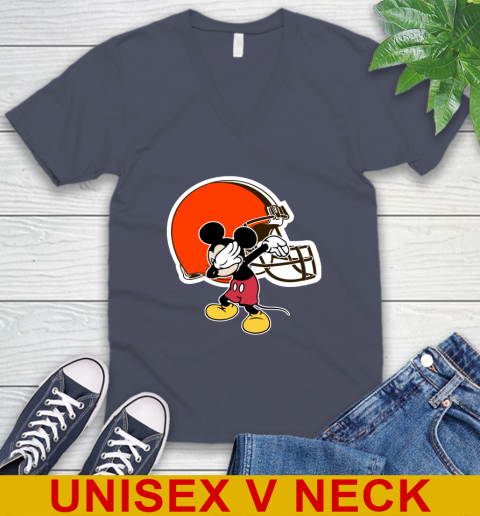 Cleveland Browns NFL Football Dabbing Mickey Disney Sports V-Neck T-Shirt 8