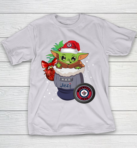 Winnipeg Jets Christmas Baby Yoda Star Wars Funny Happy NHL Youth T-Shirt 5