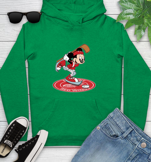 NHL Hockey Detroit Red Wings Cheerful Mickey Disney Shirt Youth Hoodie 7
