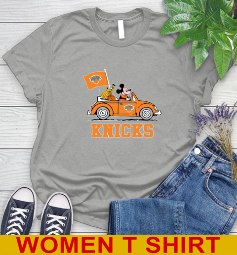 NBA Basketball New York Knicks Pluto Mickey Driving Disney Shirt Women's T-Shirt 11