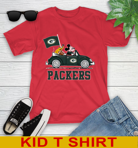 NFL Football Green Bay Packers Pluto Mickey Driving Disney Shirt Youth T-Shirt 22