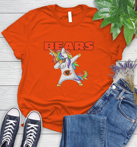 Chicago Bears NFL Football Funny Unicorn Dabbing Sports Women's T-Shirt 4
