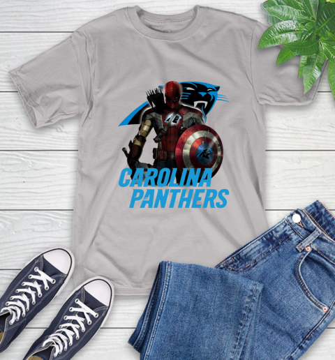 NFL Captain America Thor Spider Man Hawkeye Avengers Endgame Football Carolina Panthers T-Shirt 12