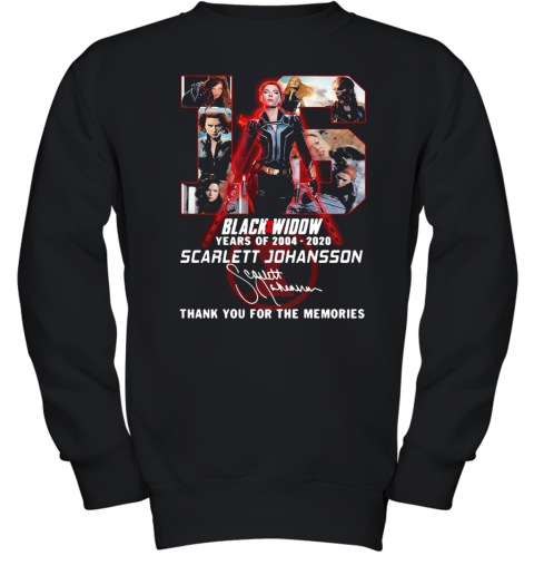 Black Widow 16Th Years Of 2004 2020 Scarlett Johansson Signature Youth Sweatshirt