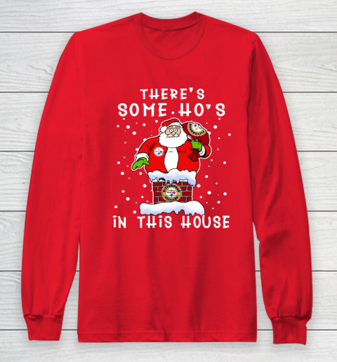 Pittsburgh Steelers Christmas There Is Some Hos In This House Santa Stuck In The Chimney NFL Long Sleeve T-Shirt 7