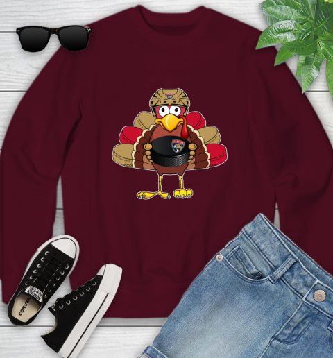 Florida Panthers Turkey Thanksgiving Day Youth Sweatshirt 5