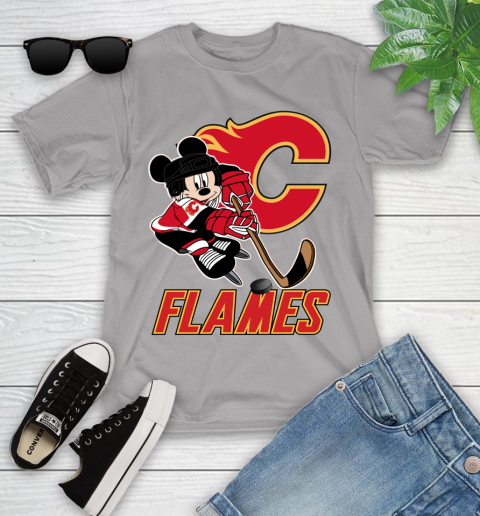 NHL Calgary Flames Mickey Mouse Disney Hockey T Shirt Youth T-Shirt 4