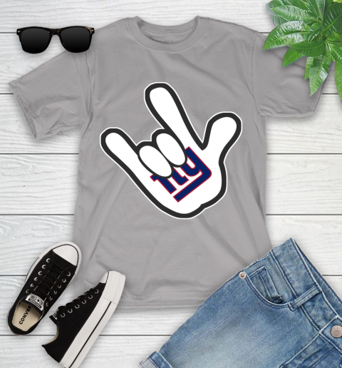 New York Giants NFL Football Mickey Rock Hand Disney Youth T-Shirt 4