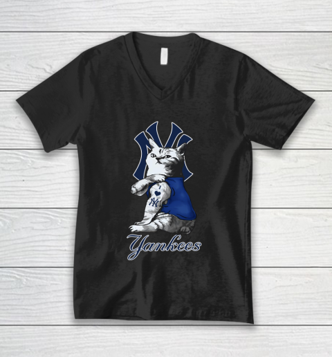 MLB Baseball My Cat Loves New York Yankees V-Neck T-Shirt