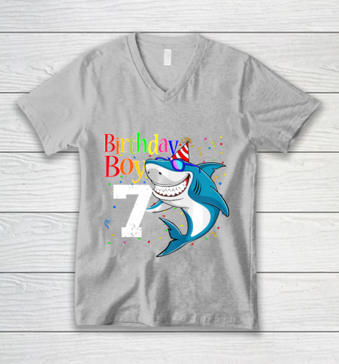 Kids 7th Birthday Boy Shark Shirts 7 Jaw Some Four Tees Boys 7 Years Old V-Neck T-Shirt 3