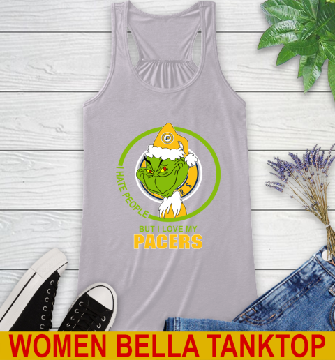 Indiana Pacers NBA Christmas Grinch I Hate People But I Love My Favorite Basketball Team Racerback Tank 5