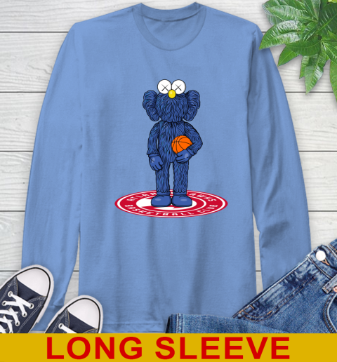 NBA Basketball Atlanta Hawks Kaws Bff Blue Figure Shirt Long Sleeve T-Shirt 11