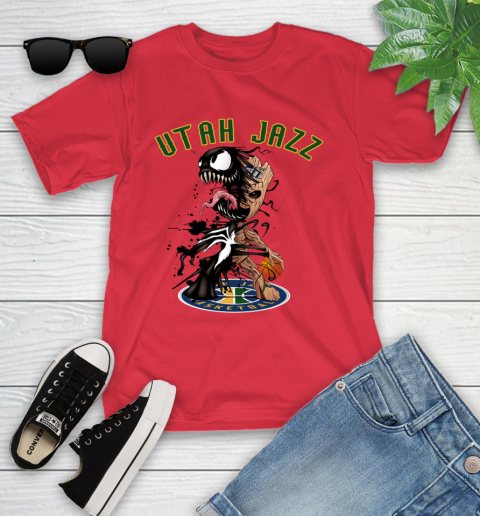 NBA Utah Jazz Basketball Venom Groot Guardians Of The Galaxy Youth T-Shirt 10