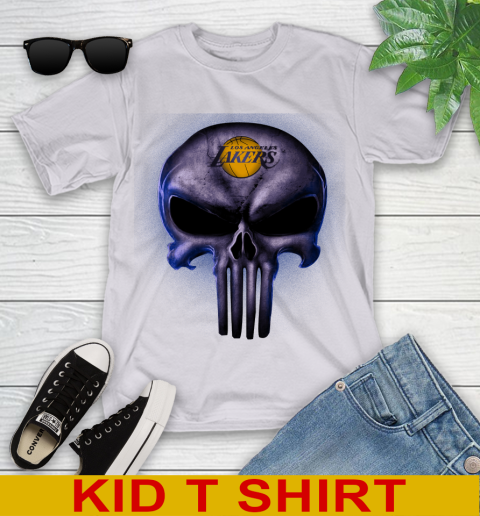 Los Angeles Lakers NBA Basketball Punisher Skull Sports Youth T-Shirt 4